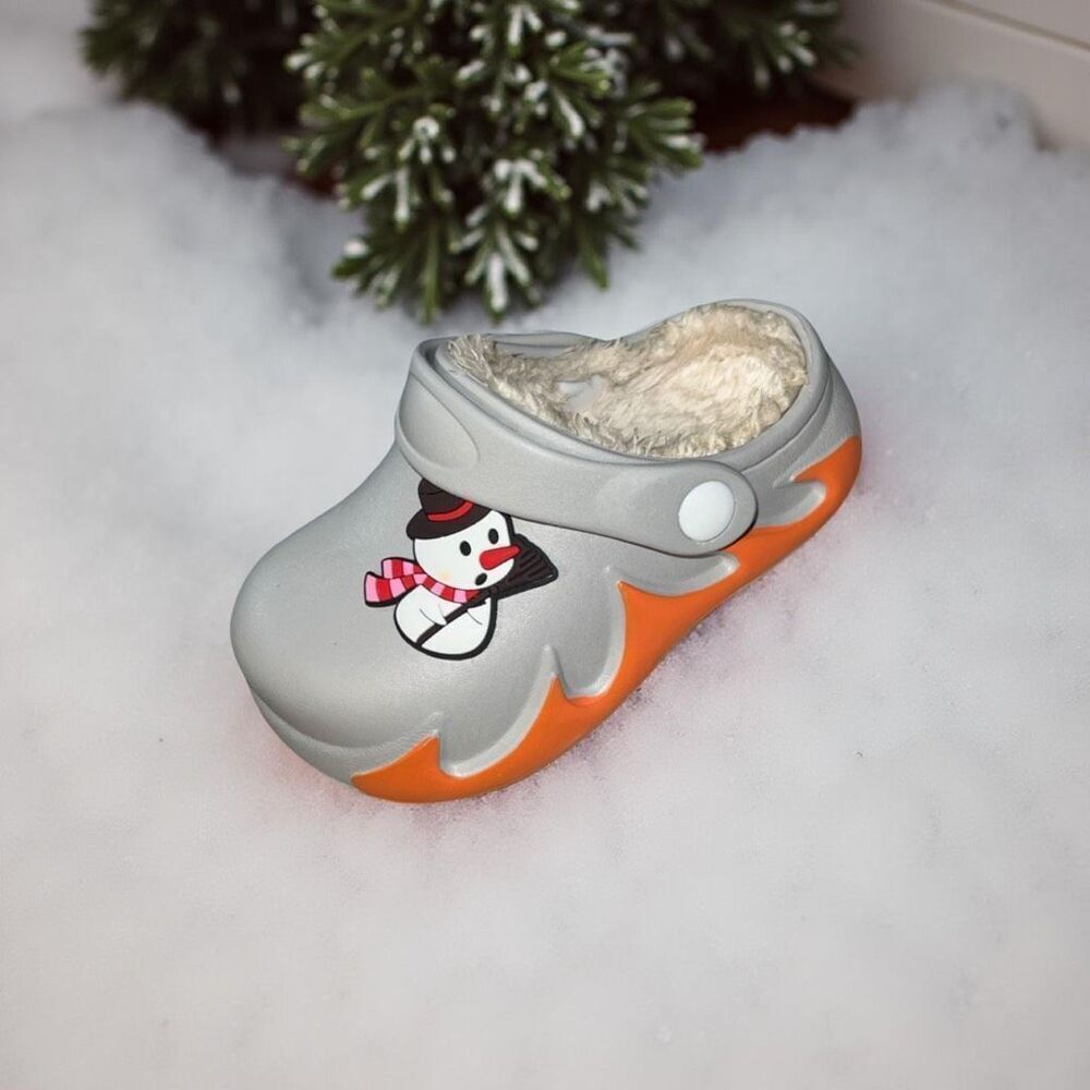 Toddler Infant Faux Fur Lined Snowman Mule Clogs Size 8